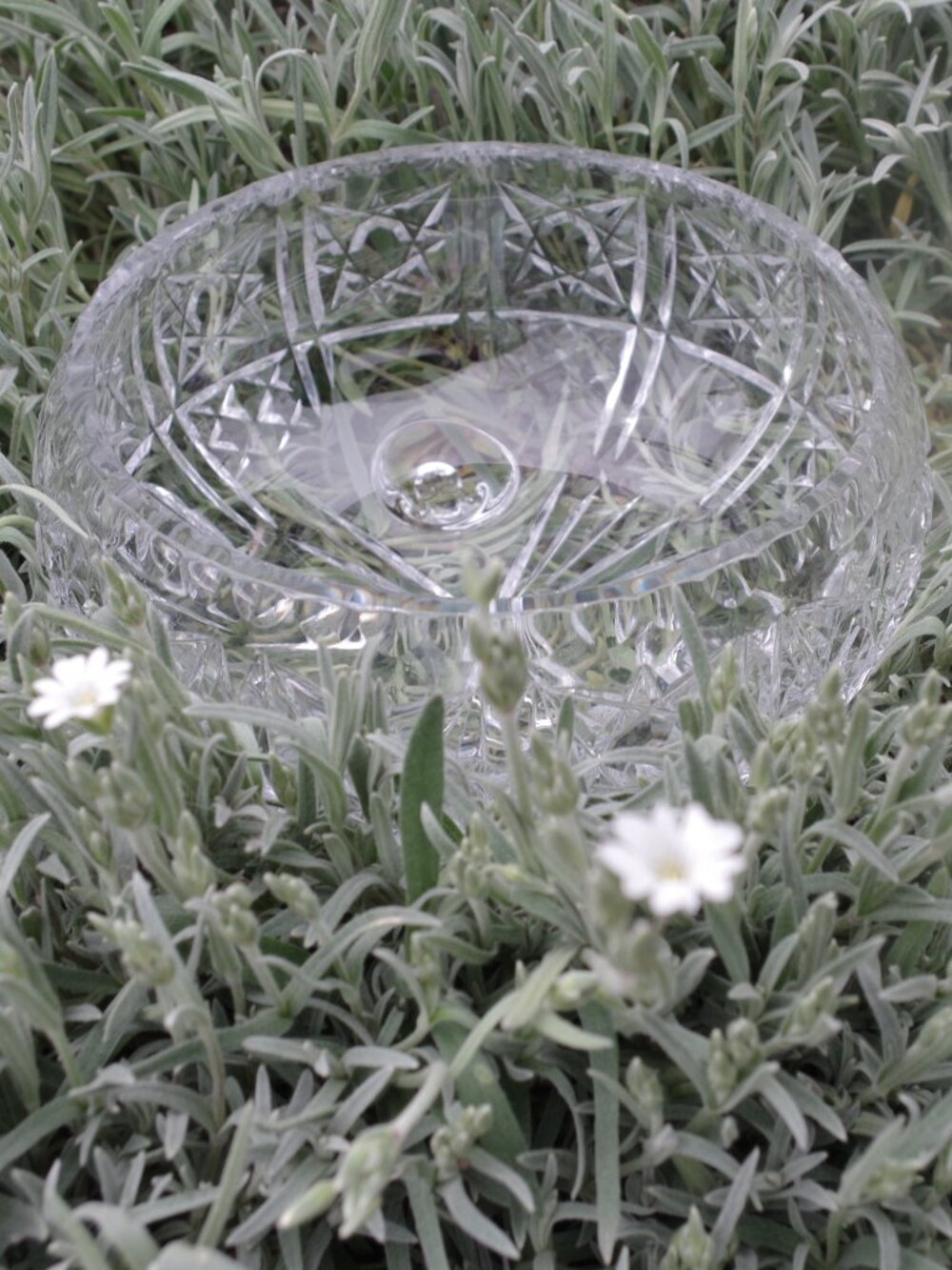 Vintage Bohemian Lead Crystal Bowl With Feet